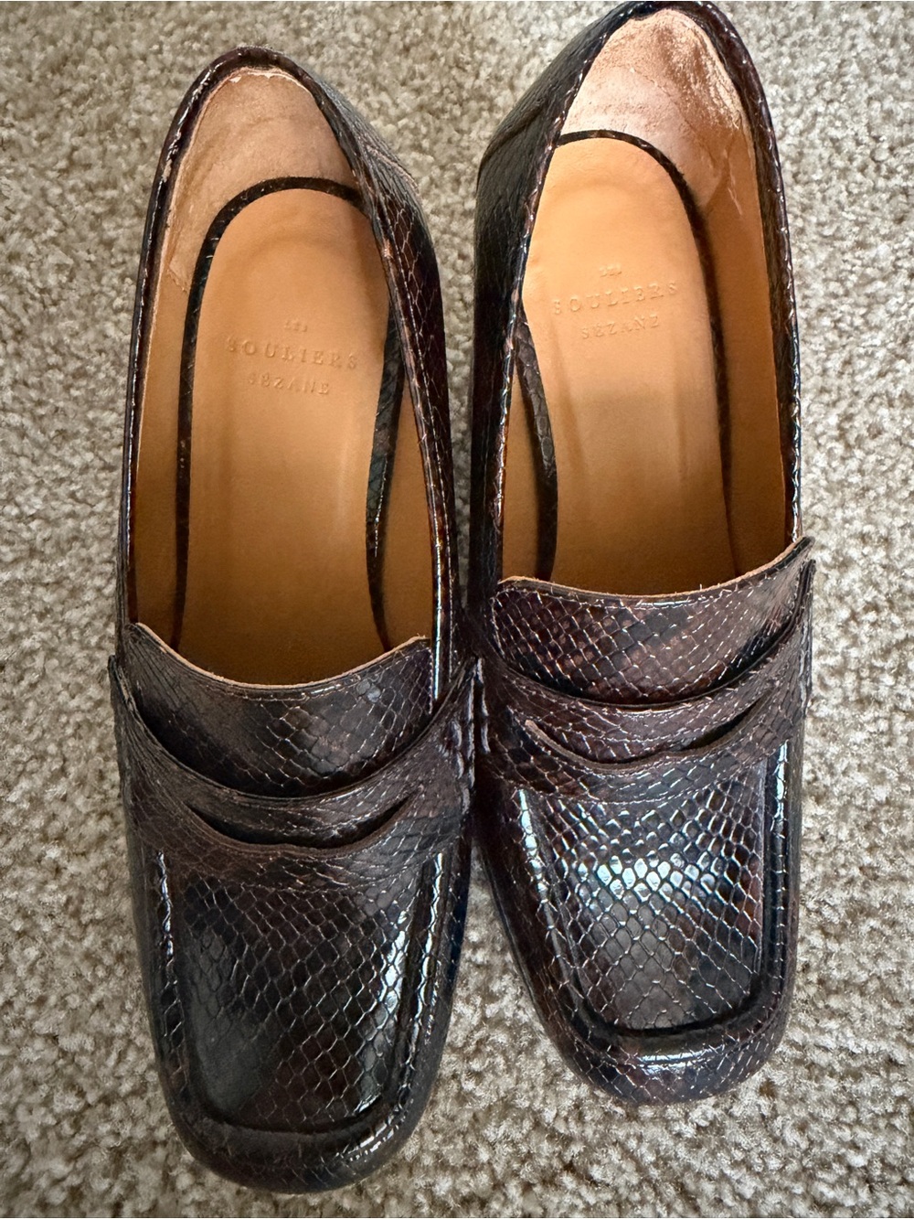 Sézane Brown Snakeskin-Effect Loafers - Picture 6 of 8